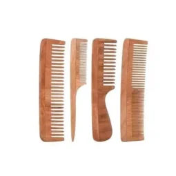 Custom Handmade Neem Wood Hair Comb Set (Pack of 4) Combo