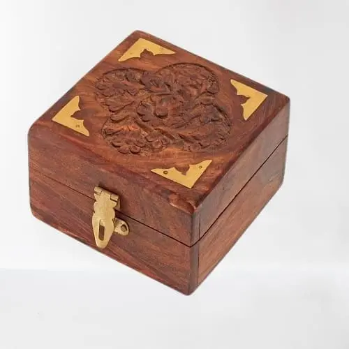 Handmade Wooden Jewellery Box Organizer with Lock, 4 Inch 4 Jewellery Box Organizer with Lock, 4 Inch