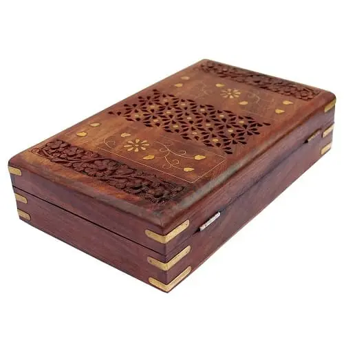 AdWorld Global Hand Carved Wooden Jewellery Box for Women, 10 Inch 3 Wooden Jewellery Box