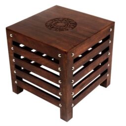AdWorld Global Handcrafted Wooden Stool for Living Room, Home Decor