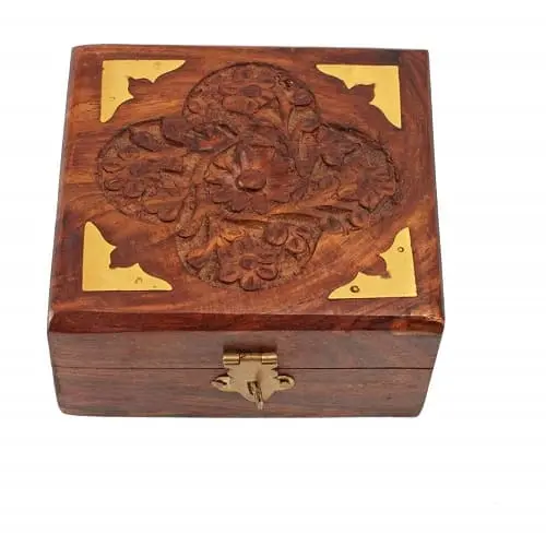 Handmade Wooden Jewellery Box Organizer with Lock, 4 Inch 1 Handmade Wooden Jewellery Box Organizer