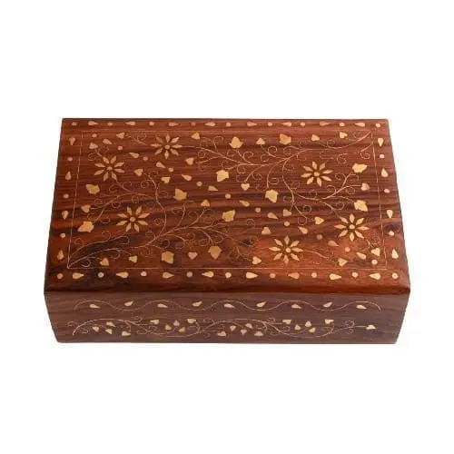 Handmade Wooden Jewellery Box for ladies, Flower Decor (Design) 2 Jewellery Box for women
