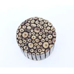 Natural Wooden Handcrafted Stool Round Shape (8x12x12 Inch, Brown)