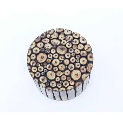 Natural Wooden Handcrafted Stool Round Shape (8x12x12 Inch, Brown) 1 Natural Wooden Handcrafted Stool