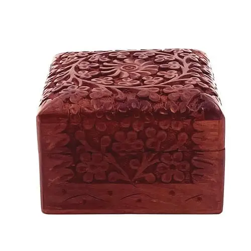 Kashmiri Wood Carving Wooden Jewellery Box for Earrings (Women), 4 X 4 Inch 4 Jewellery Box for Earrings (Women)