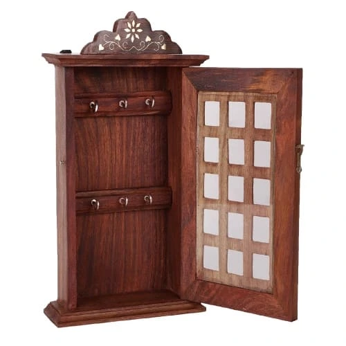 Sheesham Wooden Craft Key Box for Wall (12 x 6.5) Inch, Brown 2 Sheesham Wooden Craft Key Box
