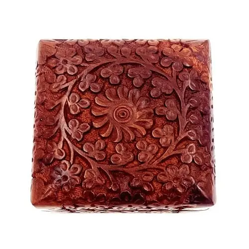 Kashmiri Wood Carving Wooden Jewellery Box for Earrings (Women), 4 X 4 Inch 2 Kashmiri Wood Carving Wooden Jewellery Box