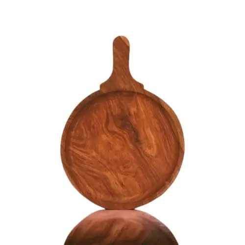 Hand Crafted Wooden Pizza Serving Plate, Tray (Standard, Brown) 4 Hand Crafted Wooden Pizza Serving Tray
