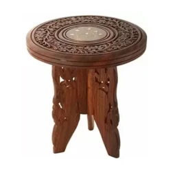 New Releases 17 Glossy Royal Foldable Handmade Wooden Table (3 Leg, Round Brown)