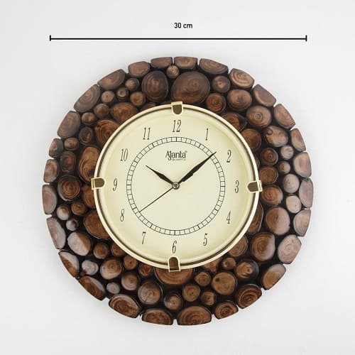 AdWorld Global Wall Hanging Watch Wooden Clock (Design, Antique Bamboo) 4 Wooden Clock for Home, Wall