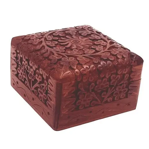 Kashmiri Wood Carving Wooden Jewellery Box for Earrings (Women), 4 X 4 Inch 1 Wooden Jewellery Box for Earrings
