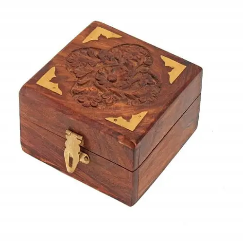 Handmade Wooden Jewellery Box Organizer with Lock, 4 Inch 2 Wooden Jewellery Box for women