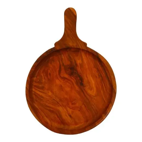 Hand Crafted Wooden Pizza Serving Plate, Tray (Standard, Brown) 2 Wooden Pizza Serving Plate
