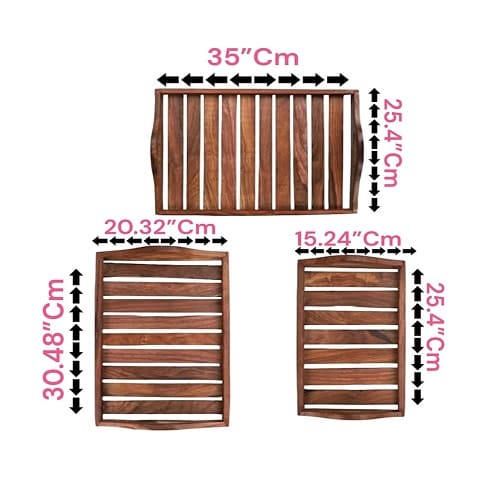 Rosewood Wooden Tray with handles, Serving Platters Round Set of 3 4 Wooden serving tray set of 3
