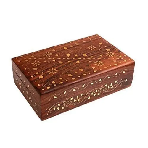 Handmade Wooden Jewellery Box for ladies, Flower Decor (Design) 1 Wooden Jewellery Box for ladies