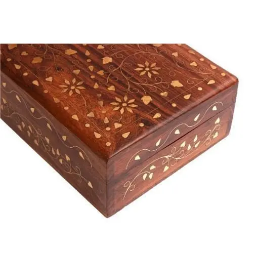 Handmade Wooden Jewellery Box for ladies, Flower Decor (Design) 3 Flower decor wooden jewellery box