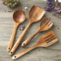 Handcrafted Wooden Spoons Set of 4 Frying Kitchen Utensils