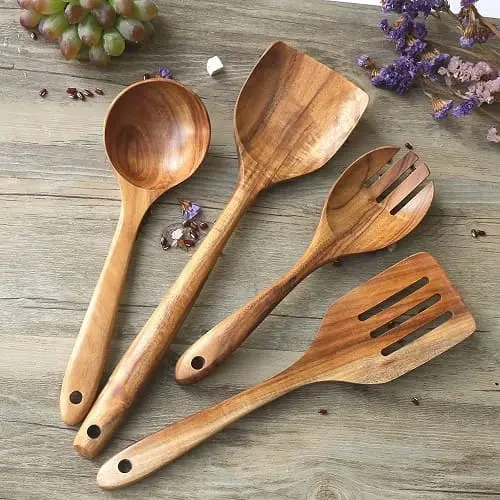 Handcrafted Wooden Spoons Set of 4 Frying Kitchen Utensils 1 Handcrafted Wooden Spoons Set